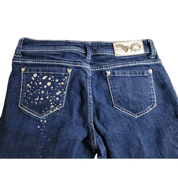 Vo Jeans Womens Jeans Distressed Acid Wash Blue with Bling size 31"  JH1061 - Picture 2 of 4